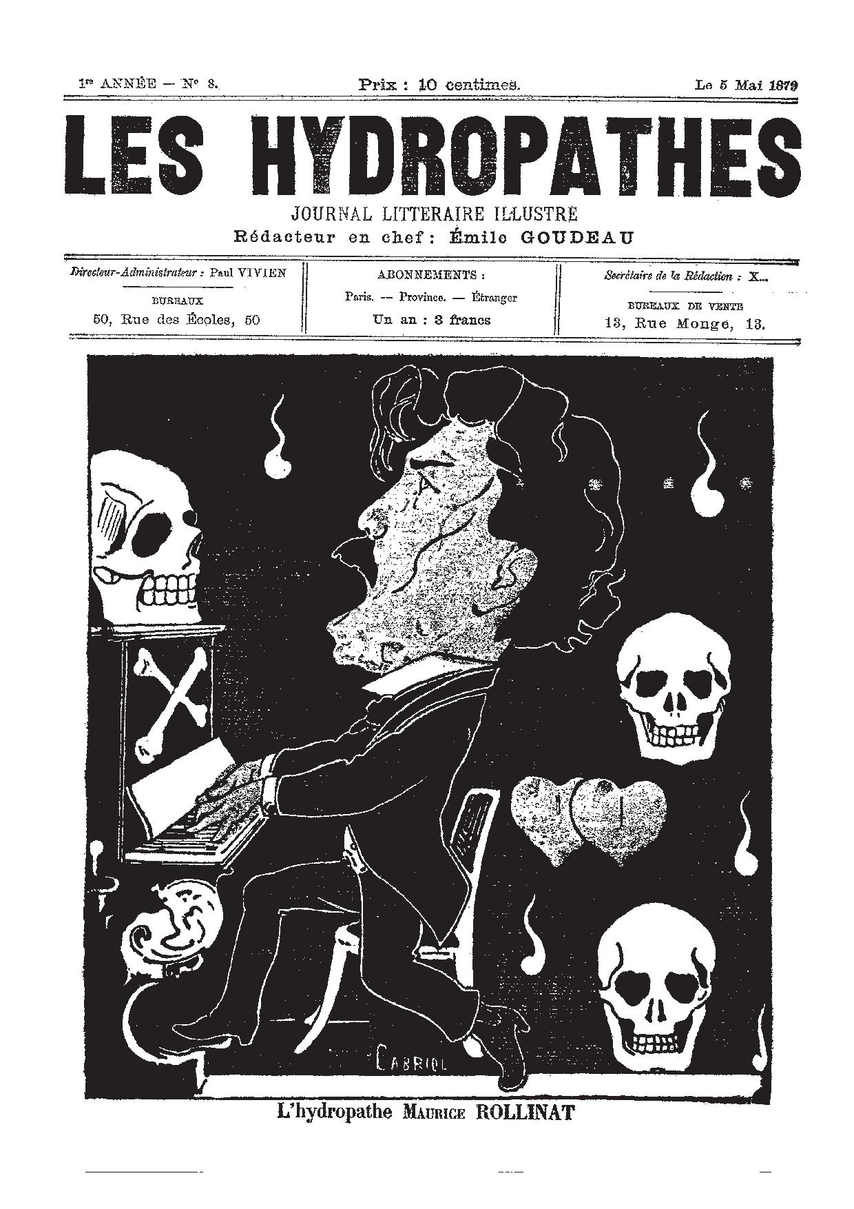 Page de garde du n° 8 de la revue Les Hydropathes du 5 mai 1879.